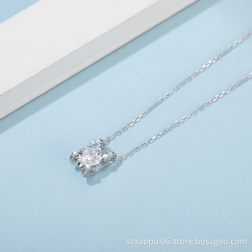 Popular Luxury 925 Sterling Silver Moissanite Diamond Pendant Women Engagement Square Setting Diamond Wedding Party Necklace